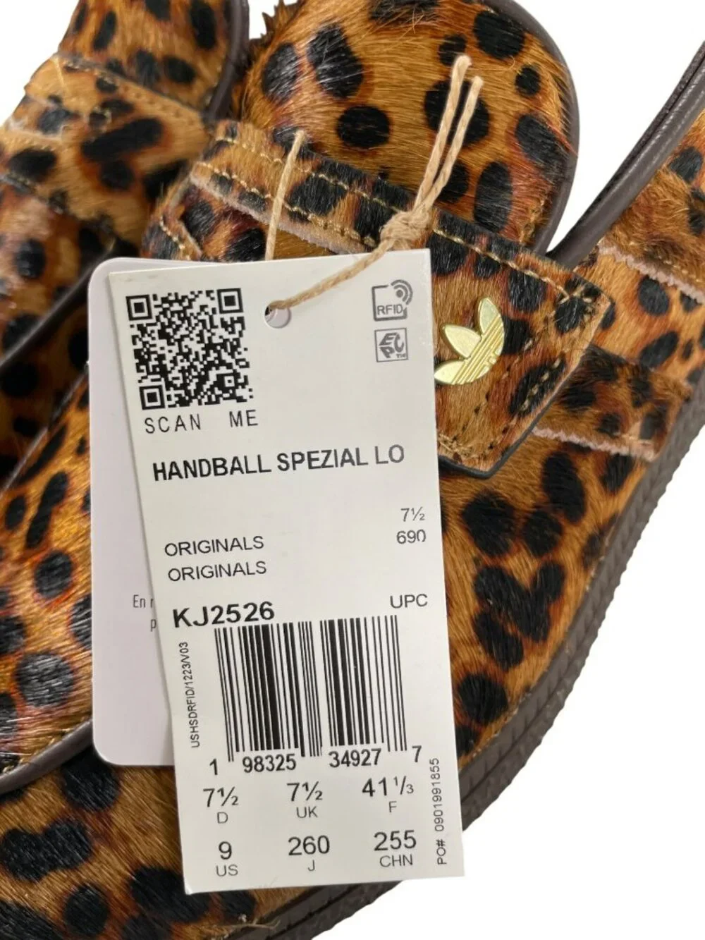 Adidas Handball Spezial Loafer Shoes Leopard Fur Print Brown Women's Size 9 NEW